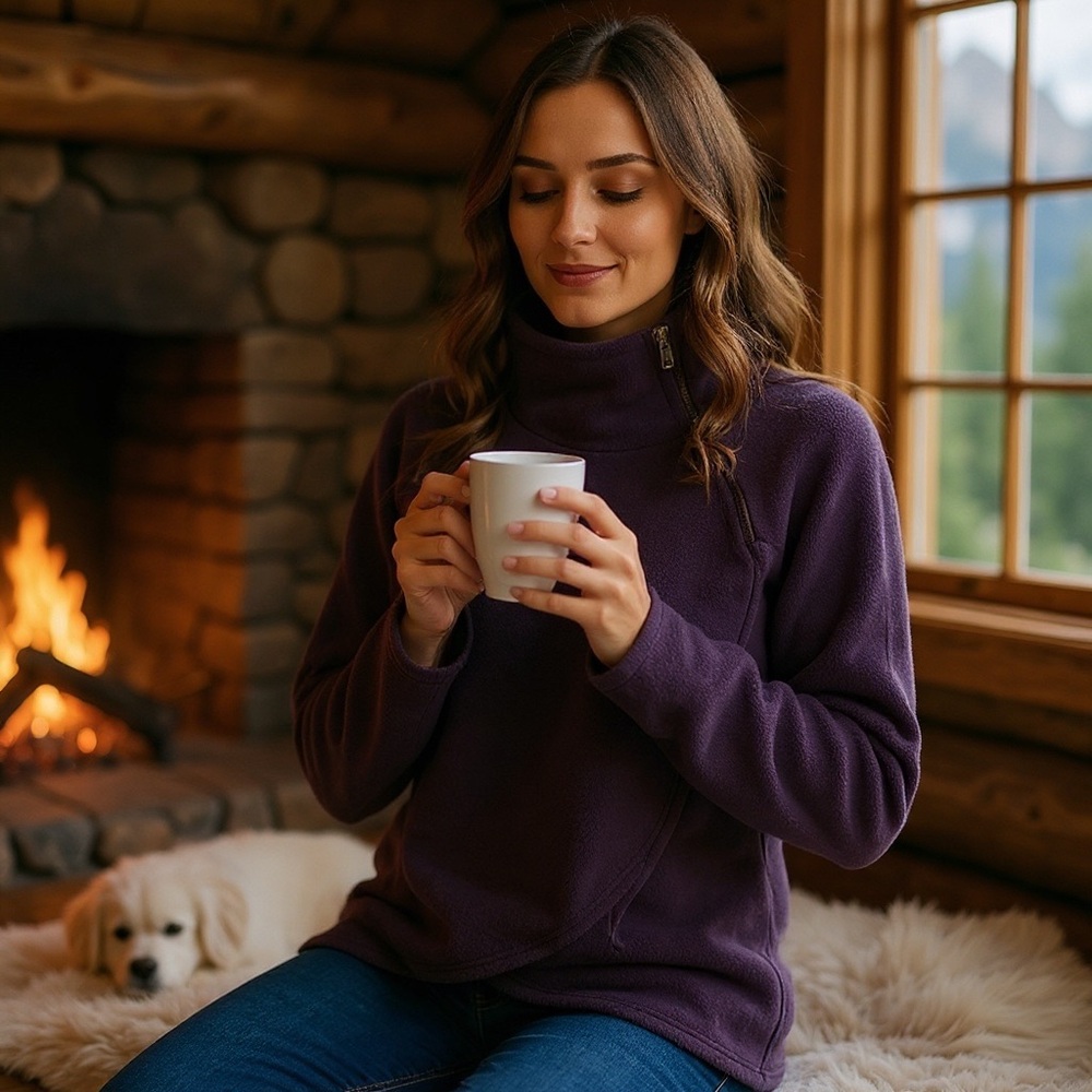 Athleta Cozy Karma Asymmetrical Pullover Fleece - Plum XS Gorpcore Athleisure